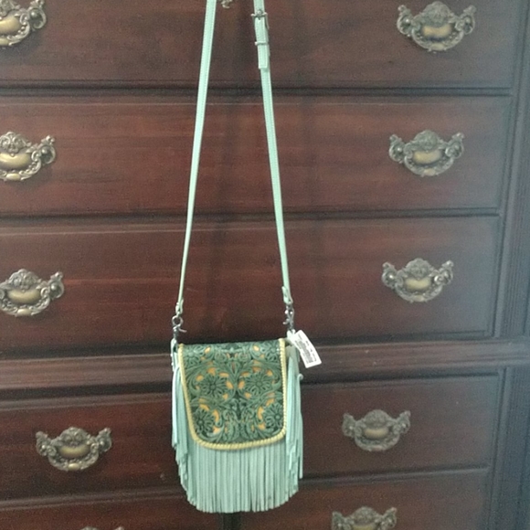 NWT Mountain West Leather Hand Tooled Style Bag - Picture 2 of 8